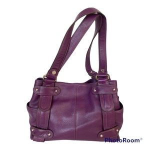 Purple Leather Perfect 10 Studded Shopper shoulder bag by Tignanello, EUC